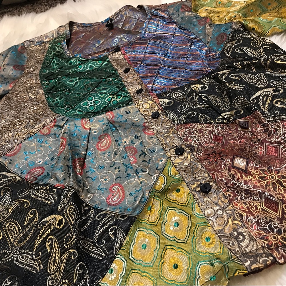 Sacred Threads Bohemian Indian silk beautiful colorful patchwork pattern - Picture 2 of 11
